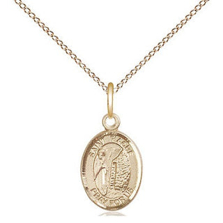 14kt Gold Saint Fiacre Medal Engraved Catholic Saint Jewelry