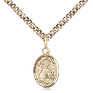 14kt Gold Saint Fiacre Medal Engraved Catholic Saint Jewelry