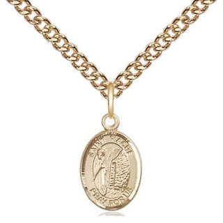 14kt Gold Saint Fiacre Medal Engraved Catholic Saint Jewelry