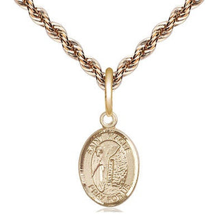 14kt Gold Saint Fiacre Medal Engraved Catholic Saint Jewelry
