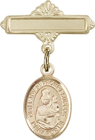 14kt Gold Polished Badge Pin O/L of Prompt Succor Baby Badge - Engravable