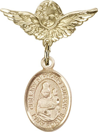 14kt Gold Small Angel w/Wings O/L of Prompt Succor Baby Badge - Engravable