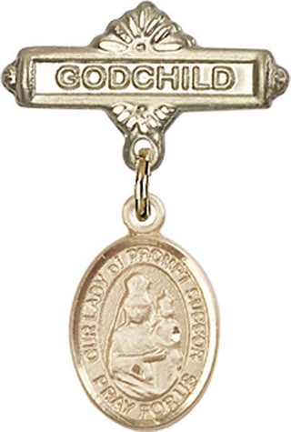 14kt Gold Godchild O/L of Prompt Succor Baby Badge - Engravable