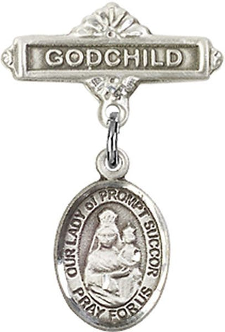 Sterling Silver Godchild O/L of Prompt Succor Baby Badge - Engravable