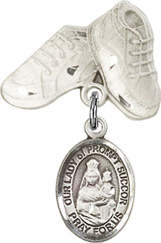 Sterling Silver Baby Boots O/L of Prompt Succor Baby Badge - Engravable