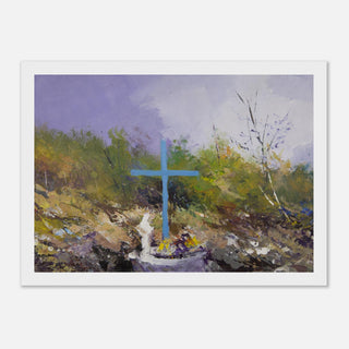 Abstract Teal Cross Landscape Framed Print - view 6