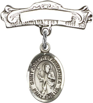 Sterling Silver Badge Pin St. Joseph of Arimathea Baby Badge - Engravable