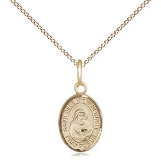 14kt Gold Saint Bede the Venerable Medal Engraved Catholic Saint Jewelry