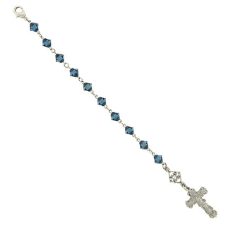 Silver-Tone Blue Rosary Bracelet