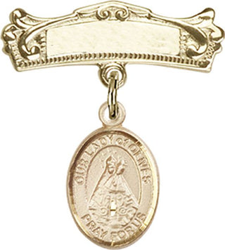 14kt Gold Badge Pin O/L of Olives Baby Badge - Engravable