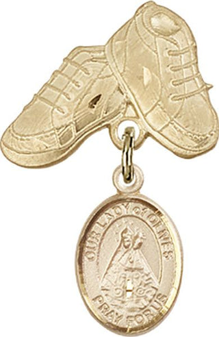 14kt Gold Baby Boots O/L of Olives Baby Badge - Engravable