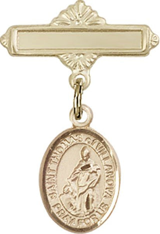 14kt Gold Filled Polished Badge Pin St. Thomas of Villanova Baby Badge - Engravable
