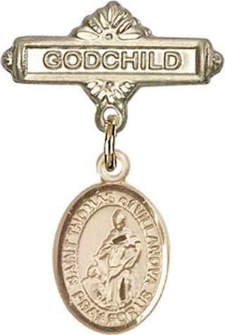 14kt Gold Filled Godchild St. Thomas of Villanova Baby Badge - Engravable