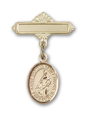 14kt Gold Polished Badge Pin St. Thomas of Villanova Baby Badge - Engravable