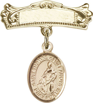 14kt Gold Badge Pin St. Thomas of Villanova Baby Badge - Engravable