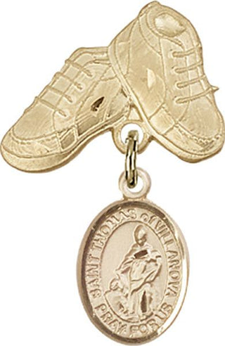 14kt Gold Baby Boots St. Thomas of Villanova Baby Badge - Engravable