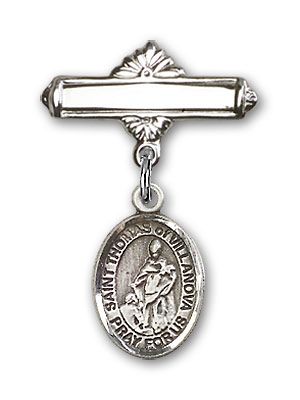 Sterling Silver Polished Badge Pin St. Thomas of Villanova Baby Badge - Engravable