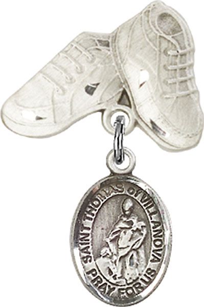 Sterling Silver Baby Boots St. Thomas of Villanova Baby Badge - Engravable