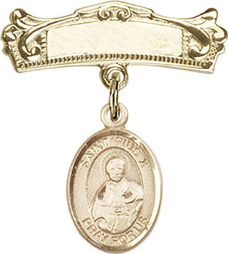14kt Gold Filled Badge Pin St. Pius X Baby Badge - Engravable