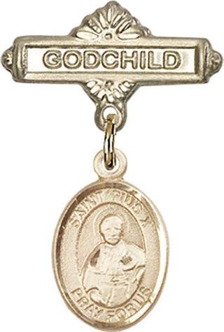 14kt Gold Godchild St. Pius X Baby Badge - Engravable