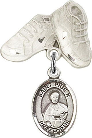 Sterling Silver Baby Boots St. Pius X Baby Badge - Engravable
