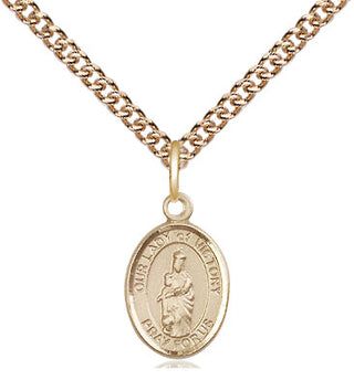 14kt Gold Our Lady of Victory Medal Engraved Catholic Saint Jewelry