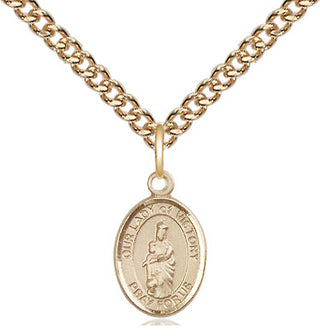 14kt Gold Our Lady of Victory Medal Engraved Catholic Saint Jewelry