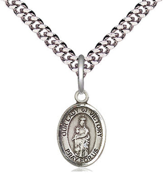 Pewter Our Lady of Victory Medal Religious and Catholic Jewelry Engraved Catholic Saint Jewelry