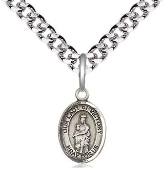 Pewter Our Lady of Victory Medal Religious and Catholic Jewelry Engraved Catholic Saint Jewelry