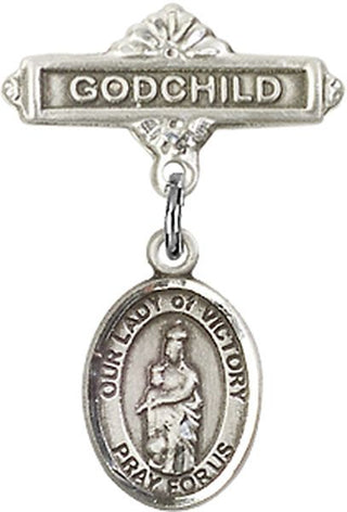 Sterling Silver Godchild O/L of Victory Baby Badge - Engravable