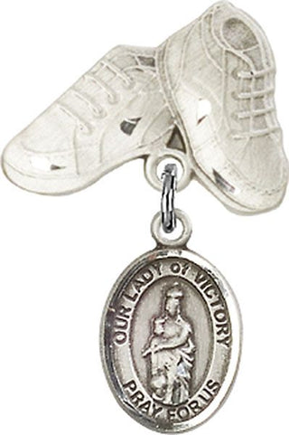Sterling Silver Baby Boots O/L of Victory Baby Badge - Engravable