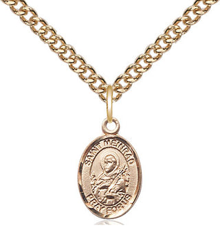 14kt Gold Filled Saint Meinrad of Einsideln Medal Religious and Catholic Jewelry Engraved Catholic Saint Jewelry