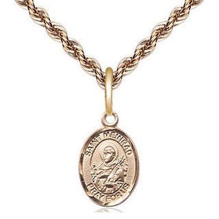 14kt Gold Filled Saint Meinrad of Einsideln Medal Religious and Catholic Jewelry Engraved Catholic Saint Jewelry
