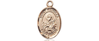 14kt Gold Saint Meinrad of Einsideln Medal Engraved Catholic Saint Jewelry