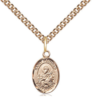 14kt Gold Saint Meinrad of Einsideln Medal Engraved Catholic Saint Jewelry