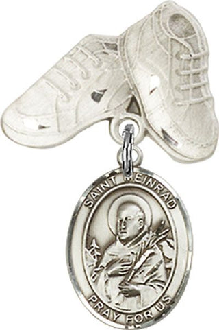 Sterling Silver Baby Boots St. Meinrad of Einsiedeln Baby Badge - Engravable