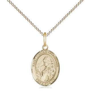 14kt Gold Saint Finnian of Clonard Medal Engraved Catholic Saint Jewelry