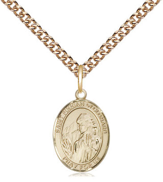 14kt Gold Saint Finnian of Clonard Medal Engraved Catholic Saint Jewelry