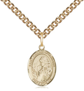 14kt Gold Saint Finnian of Clonard Medal Engraved Catholic Saint Jewelry