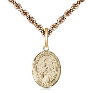 14kt Gold Saint Finnian of Clonard Medal Engraved Catholic Saint Jewelry