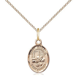 14kt Gold Saint Rosalia Medal Engraved Catholic Saint Jewelry