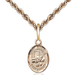 14kt Gold Saint Rosalia Medal Engraved Catholic Saint Jewelry