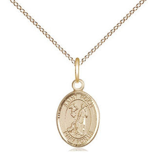 14kt Gold Saint Roch Medal Engraved Catholic Saint Jewelry