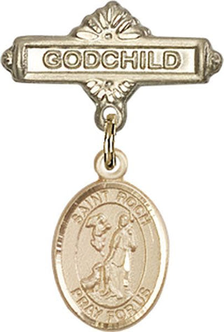 14kt Gold Godchild St. Roch Baby Badge - Engravable