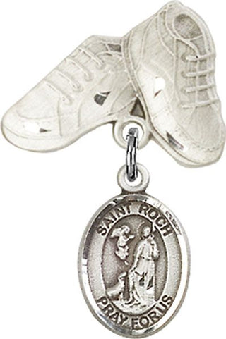 Sterling Silver Baby Boots St. Roch Baby Badge - Engravable