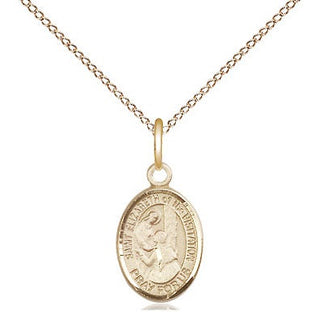 14kt Gold Saint Elizabeth of the Visitation Medal Engraved Catholic Saint Jewelry