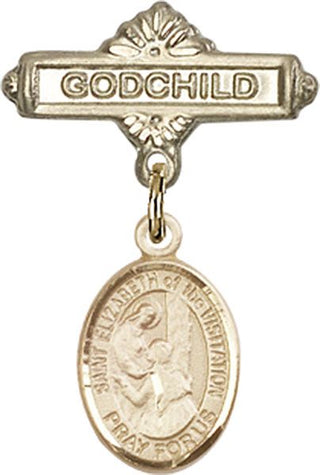 14kt Gold Godchild St. Elizabeth of the Visitation Baby Badge - Engravable