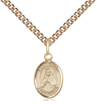 14kt Gold Saint Olivia Medal Engraved Catholic Saint Jewelry