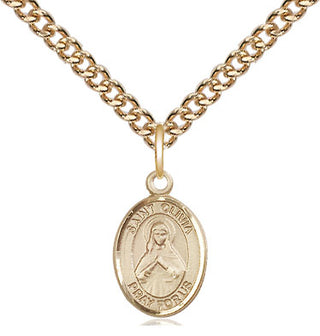 14kt Gold Saint Olivia Medal Engraved Catholic Saint Jewelry