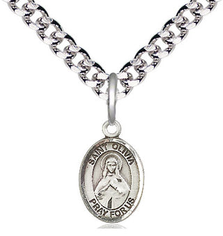 Pewter Saint Olivia Medal Religious and Catholic Jewelry Engraved Catholic Saint Jewelry